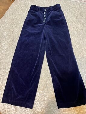 Massimo Dutti Women’s Navy Blue High-Waist Wide Leg Corduroy Pants - size 2